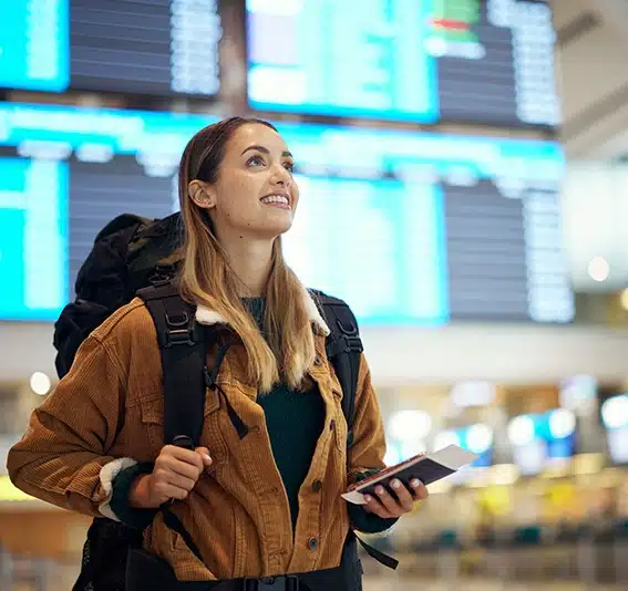 Woman travelling with identity document