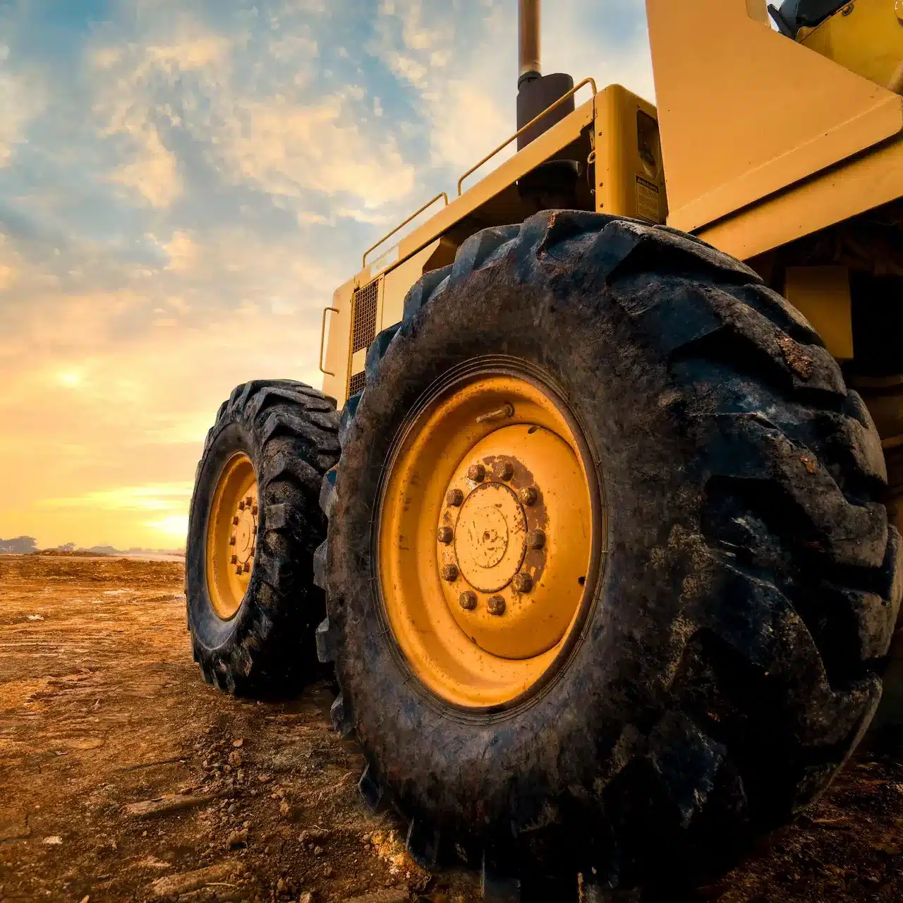 Side angle of a large heavy earthmoving tipper on an open mine site
