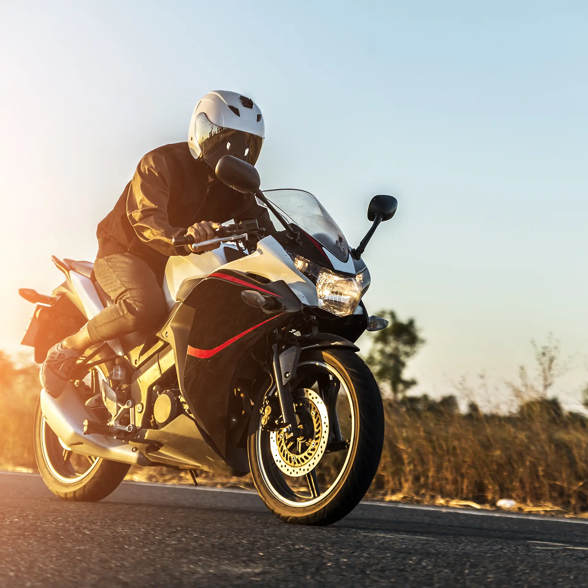 Motorcycle on sunset