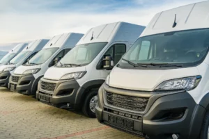 Light Commercial Vans Parked in a Neat Line